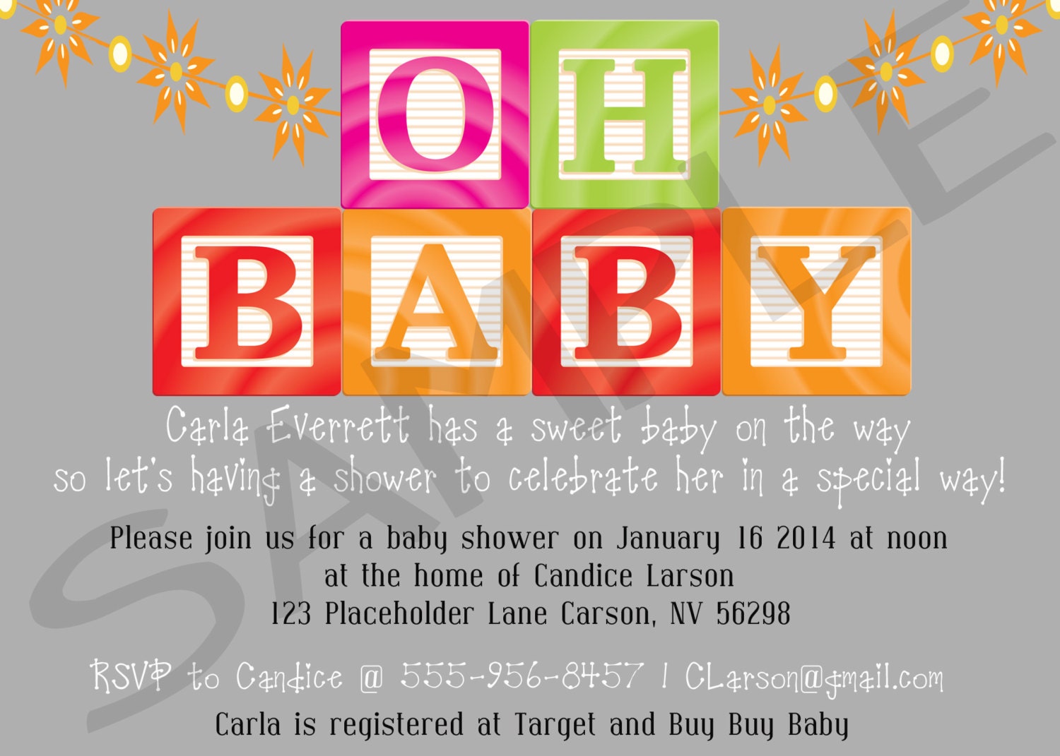 Oh Baby Modern Wooden Baby Blocks Printable Baby Shower Invitation - BSB2000 Il_570xn