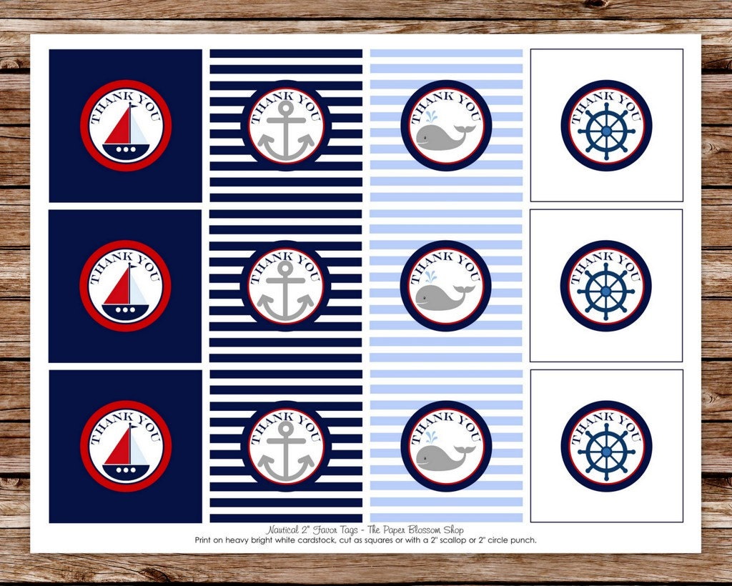 INSTANT DOWNLOAD - Printable Nautical Birthday Party Favor Tags Il_570xn