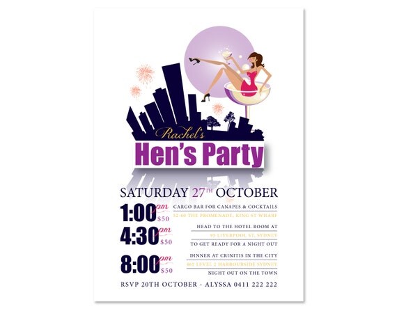 Printable Hen's Night Invitation - Hen's in the City Il_570xn
