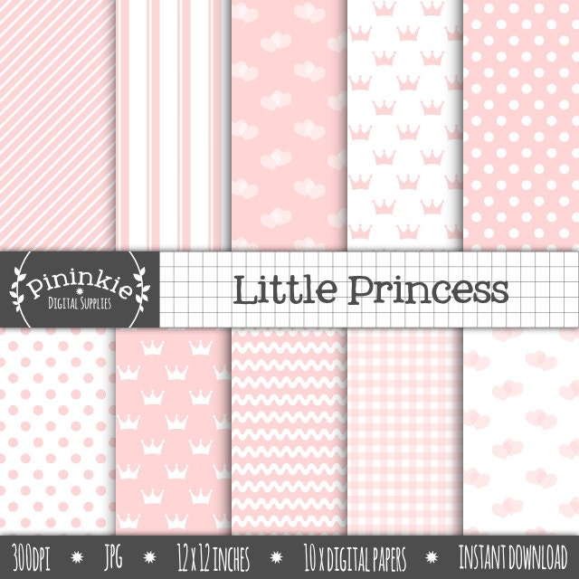 Baby Pink Digital Paper Baby Girl Scrapbooking Paper by Pininkie