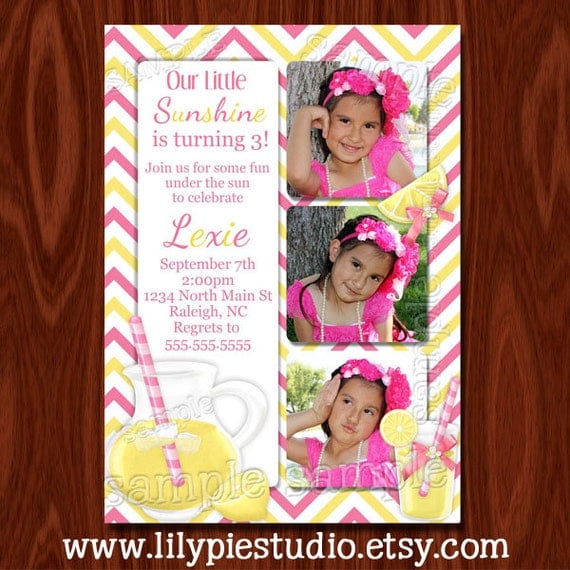 NEW - Pink Lemonade Birthday Invitation Printable Digital File Il_570xn