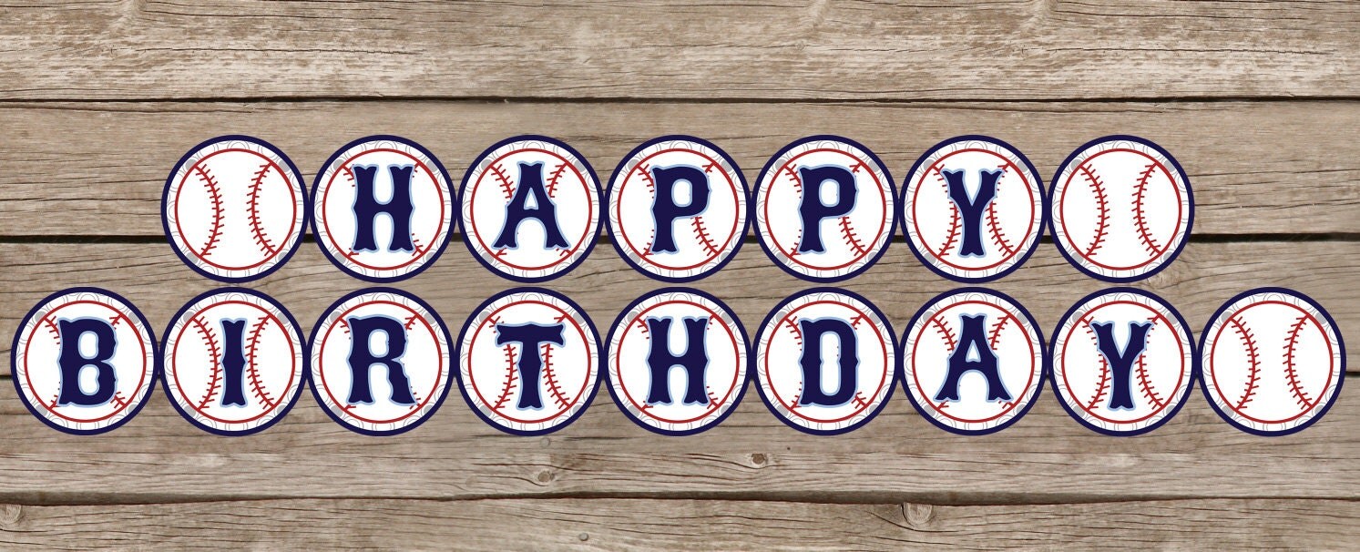 INSTANT DOWNLOAD Baseball Happy Birthday Banner By FourteenWest