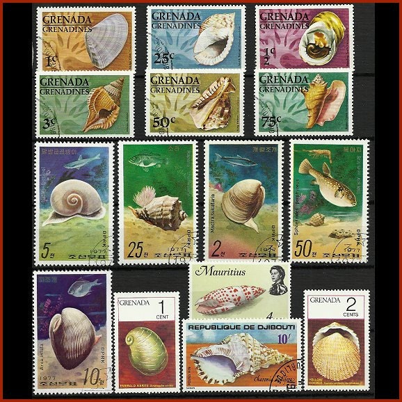 Sea Shells Vintage Postage Stamps Scrapbooking By Stampsandmore