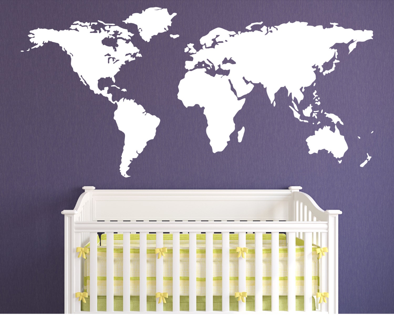 Wall Decal World Map Wall Vinyl Decal Sticker by Zapoart on Etsy