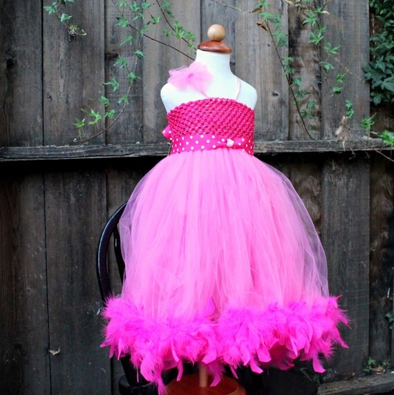 hot pink feather dress