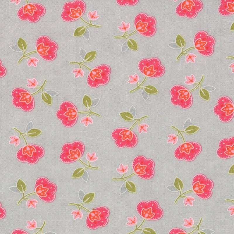 Pink and Gray Floral Fabric Floral Ingrid High by CreateByTheYard