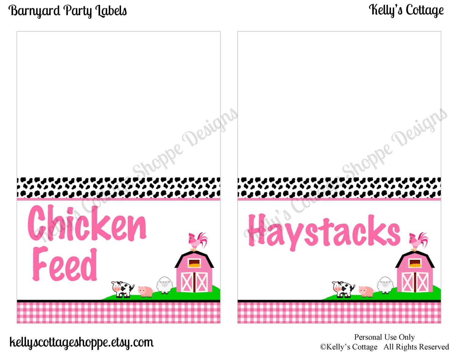 Instant Download Printable Barnyard Birthday Party Labels.... Food Tags, Place Cards, Party Signs Il_570xn