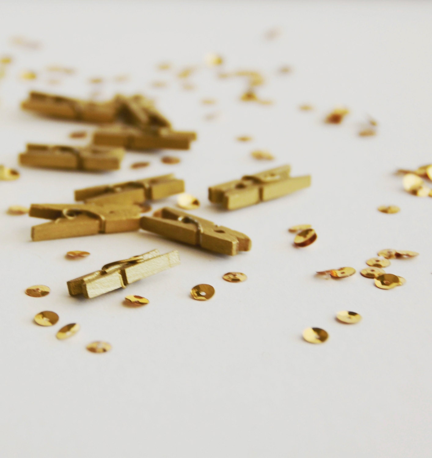 Bulk- mini clothes pins metallic gold (50 clothespins) hand painted