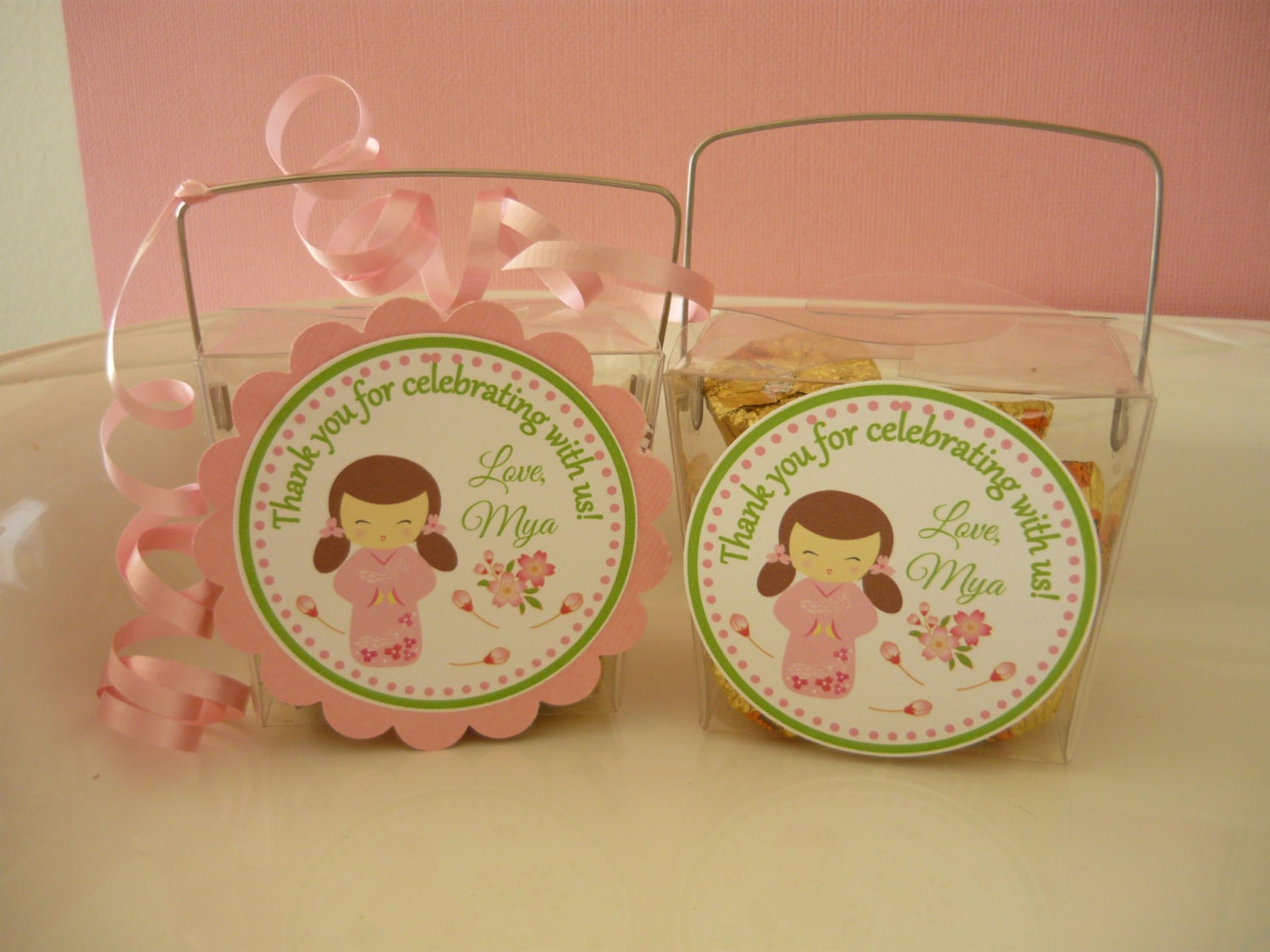 Kokeshi doll tags, party favor tags, kokeshi birthday tags, kokeshi, kokeshi dolls, kokeshi party tags, set of 12 Il_570xn