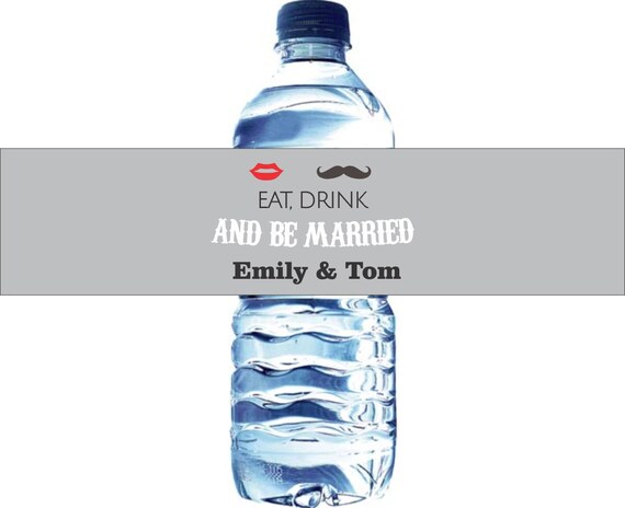 100 Wedding Water Bottle Labels - Waterproof Labels Printed with your wedding colors Il_570xn