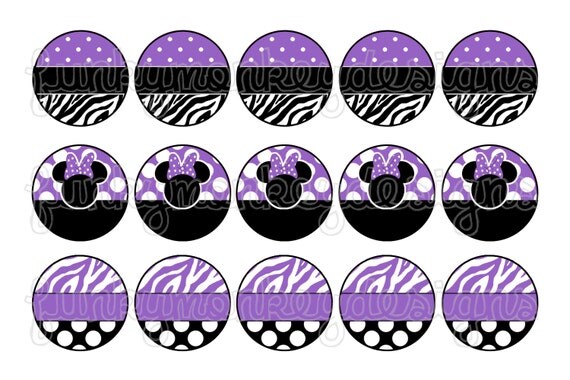 INSTANT DOWNLOAD Purple Zebra Minnie Mouse Inspired Editable 4x6 Digital 1" Inch Bottle cap image/Digital Collage sheet Il_570xn