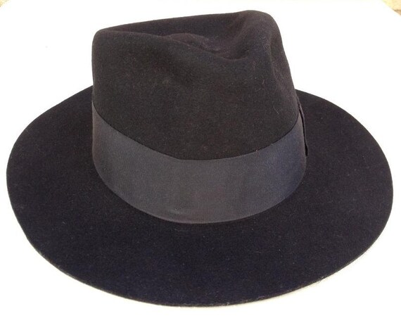 Vintage 20s 30s 40s mens black felt fedora by Classicvintageclothe