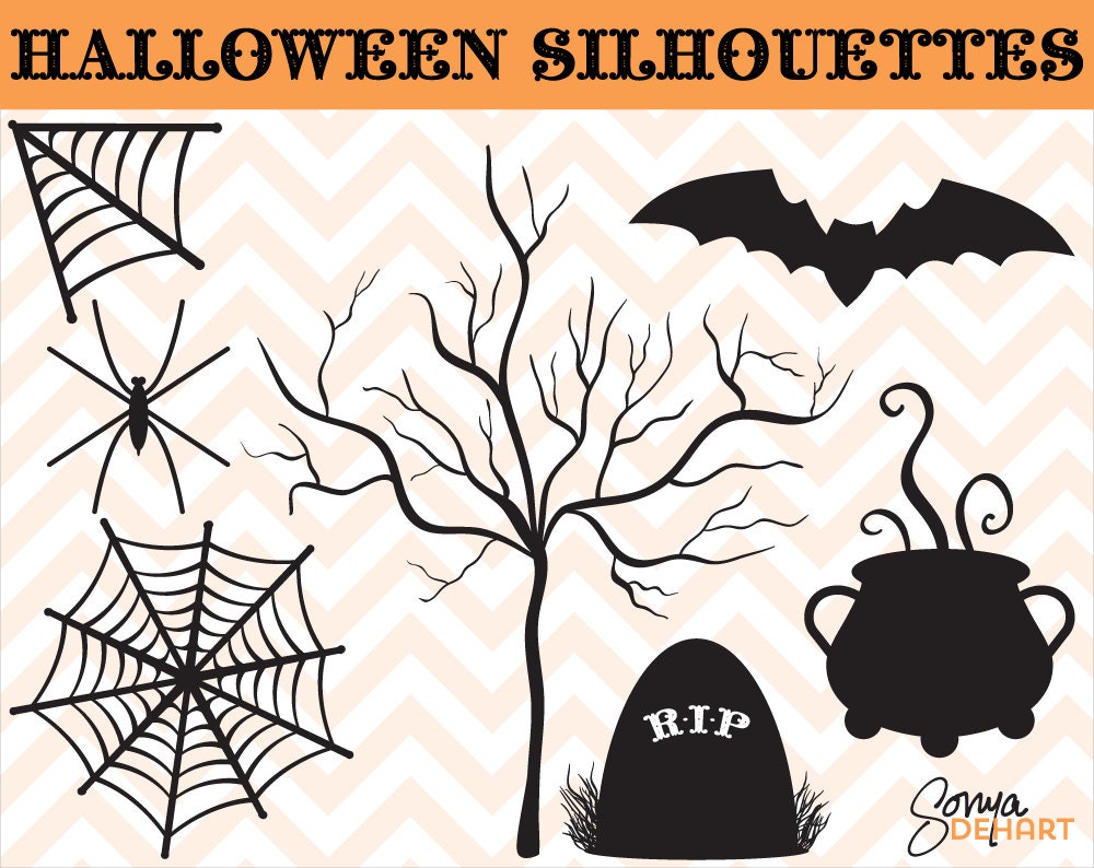 50% OFF Clip Art Halloween Silhouettes Clipart Personal and Commercial Use Instant Download Il_570xn