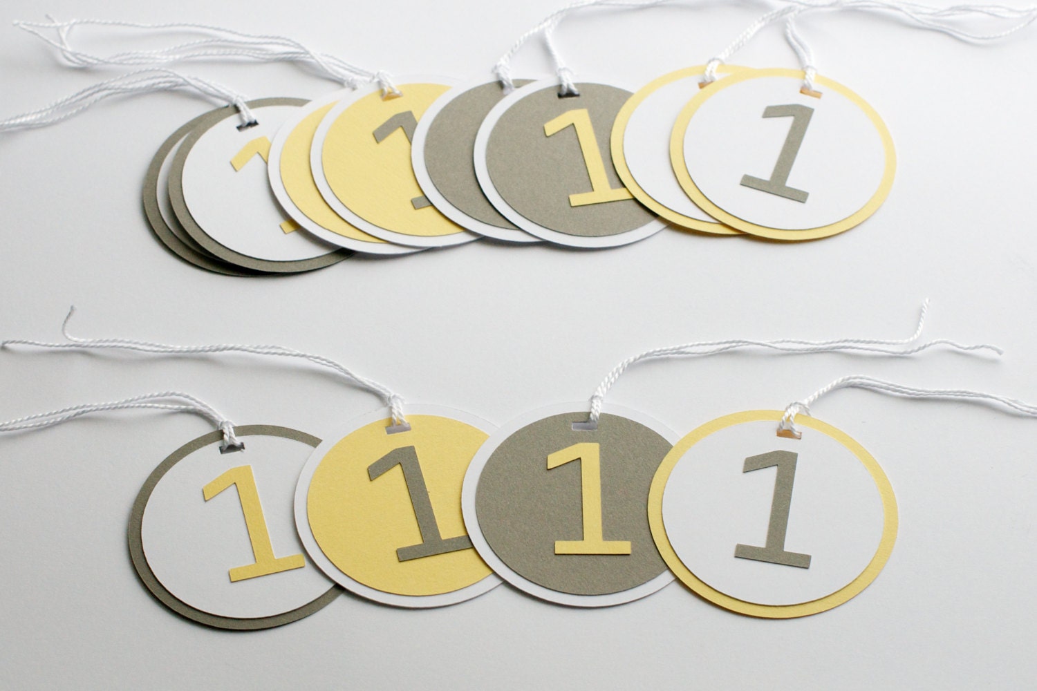 Baby's First Birthday Decoration Number / Letter Tags Yellow Grey Il_570xn