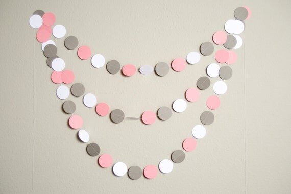 Circle Paper Garland 12 ft Pink and And Grey Il_570xn