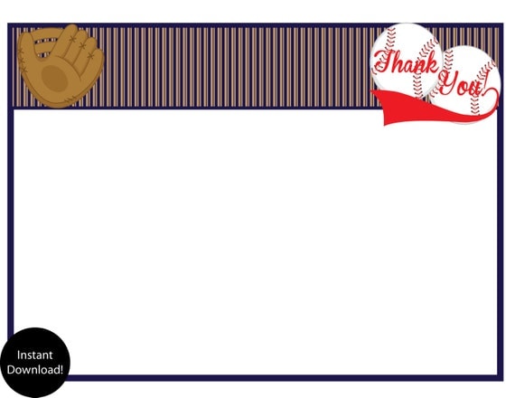 Printable Vintage Baseball Thank You Cards INSTANT DOWNLOAD...by Party Like Paula Il_570xn