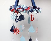Nautical Nursery Mobile in Red, Navy, Baby Blue & White-Baby Mobile, Crib Mobile, Baby Shower Gift - LoveBugLullabies Nautical Nursery Mobile in Red, Navy, Baby Blue & White-Baby Mobile, Crib Mobile, Baby Shower Gift - LoveBugLullabies
