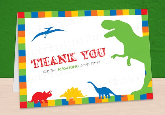Free Printable Dinosaur Thank You Card