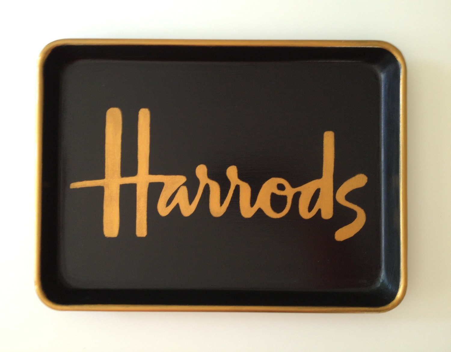 M gold Harrods inspired black tray - sarahhansenannapolis