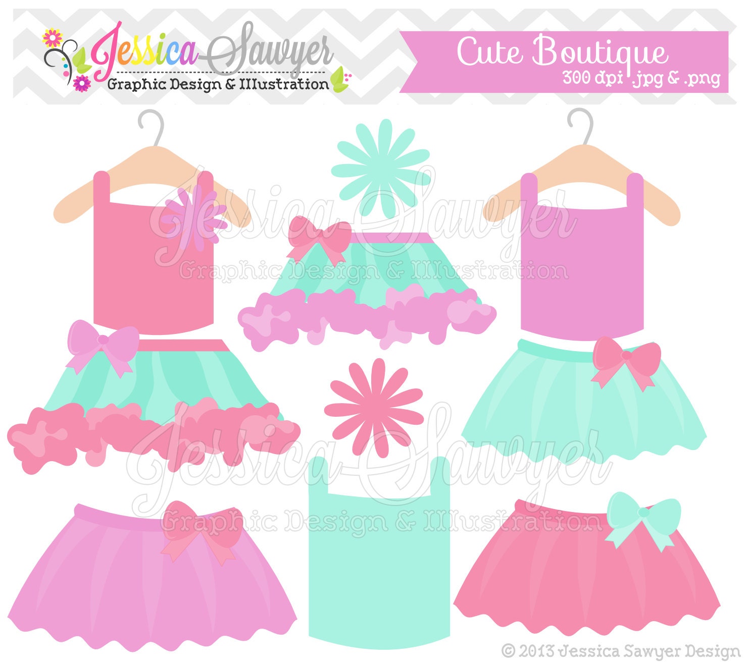 INSTANT DOWNLOAD, tutu clipart, tie clip art, boutique logo, aqua and pink, for scrapooking, invitations, commercial use Il_570xn