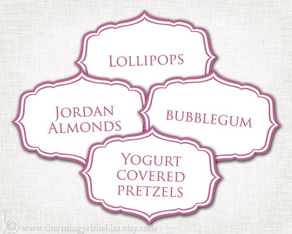 Purple Labels - PRINTABLE PDF File - Buffet Labels Tags for Candy Popcorn Ice Cream Dessert Buffet, Sweet Table Il_570xn