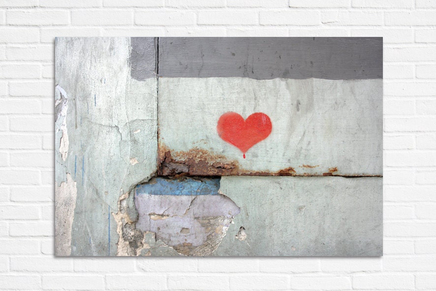 Love Graffiti, red heart art urban photography 8x10 - hayagold