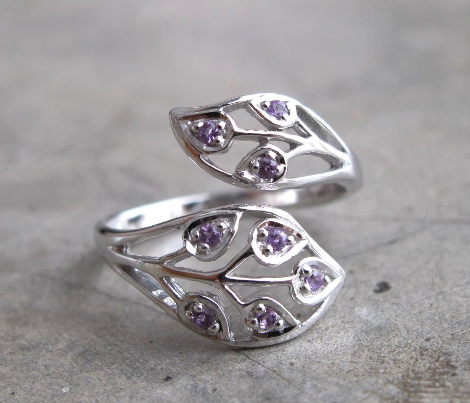 ... Birthstone Ring- Silver Amethyst Ring- Promise Ring- Gemstone Ring