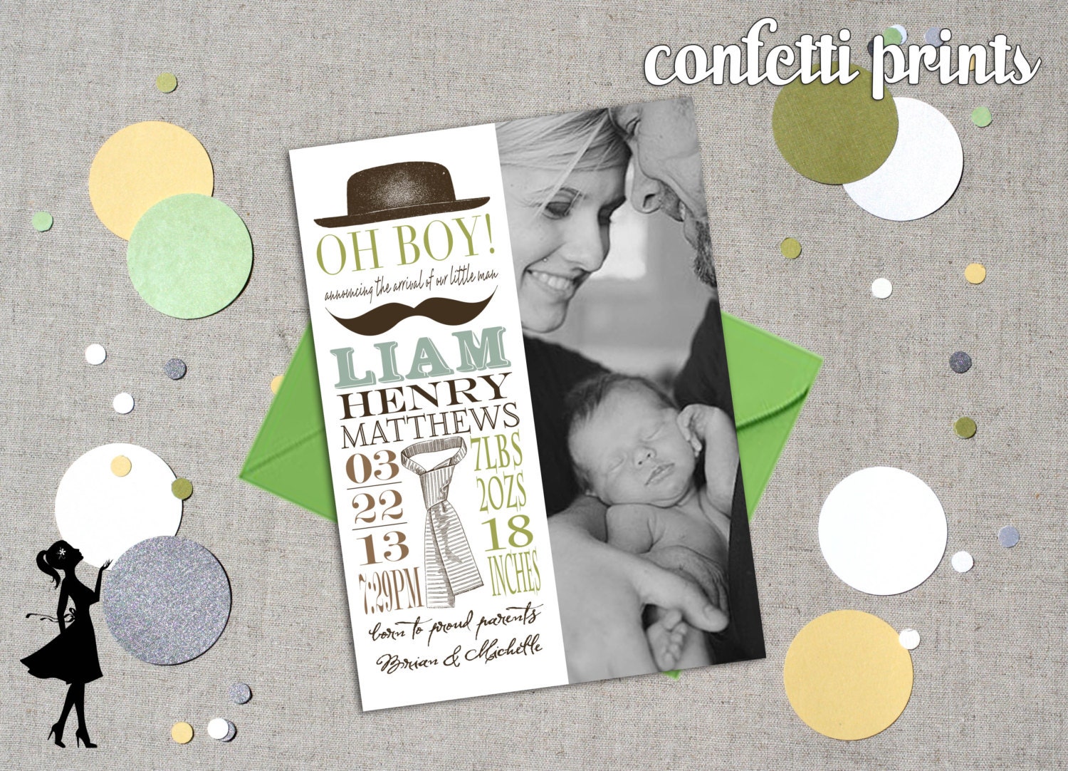 Photo Birth Announcement - LITTLE MAN Printable Il_570xn