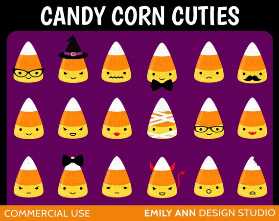 Candy Corn Faces Mummy Vampire Witch Zombie Devil Cute Clip Art - Commercial Use - Scrapbooking Invitations Cards - Instant Download Il_570xn