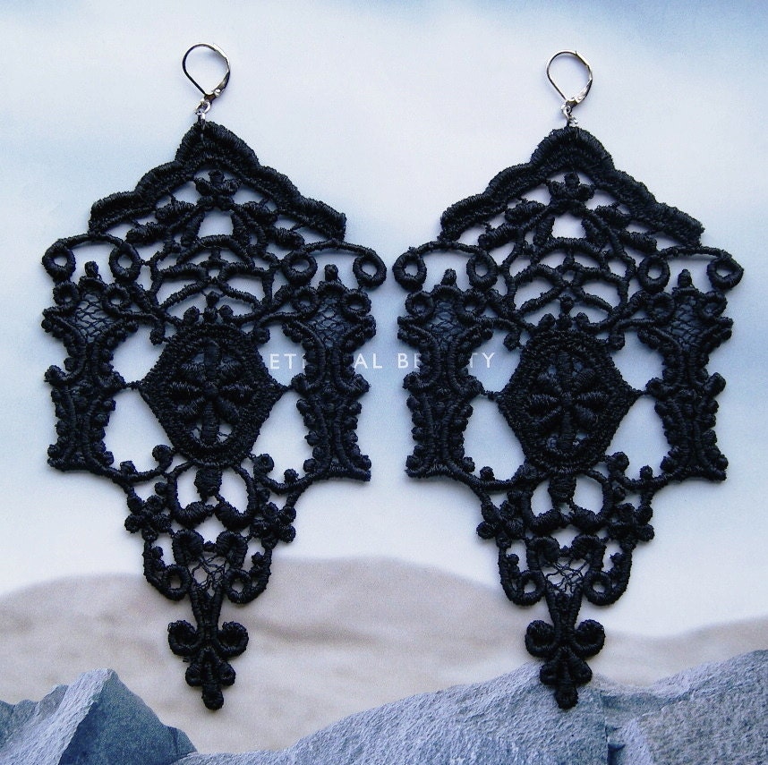 Chandelier Black Lace Earrings