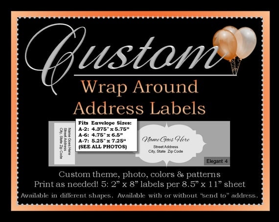 Custom Wrap Around Labels - Choose address shape, pattern, color scheme - available blank or with deliver to address - Custom DIY Printable Il_570xn