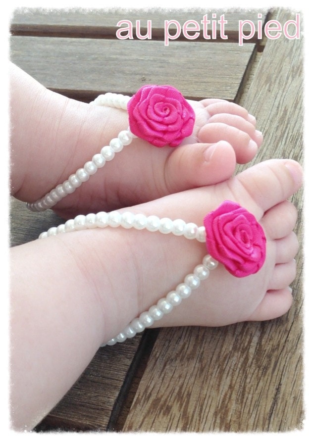 Baby barefoot sandals baby girl jewelry baby shoes by Aupetitpied