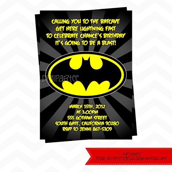 Batman Invitation by dpdesigns2012 on Etsy