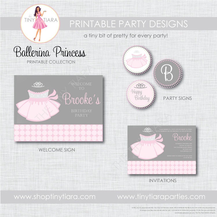 Ballerina Princess Printable Party Full Printable Party Collection : Printable Party Designs by The Tiny Tiara Il_570xn