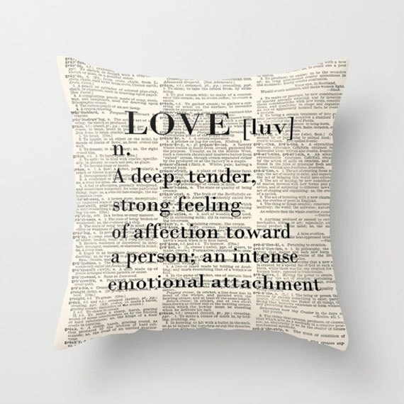 Throw Pillow Cover Dictionary Art Print LOVE by CARTISIM on Etsy