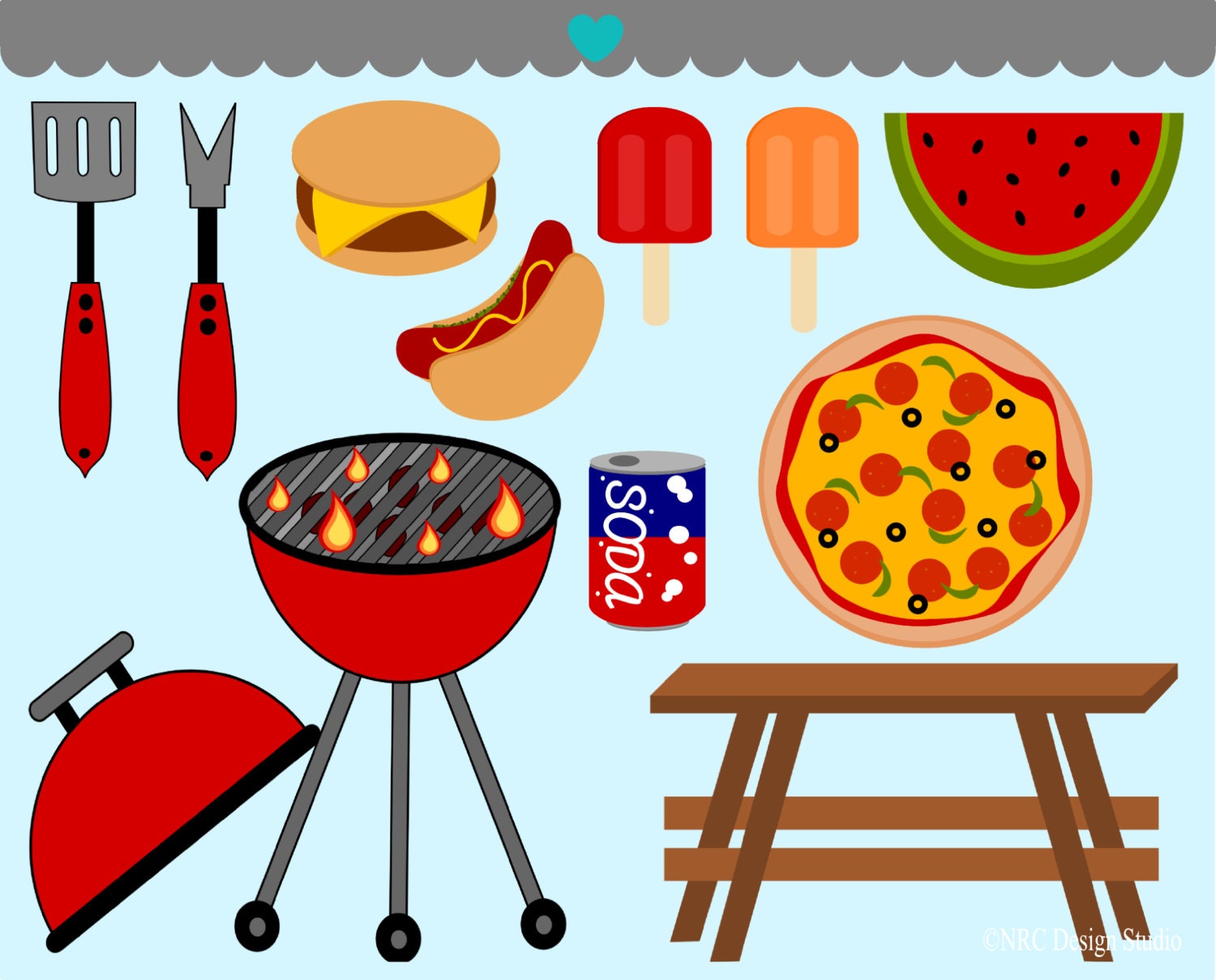 WINTER SALE - Food Clip Art - Barbecue Party Clip Art - Digital Barbecue Clipart Il_570xn