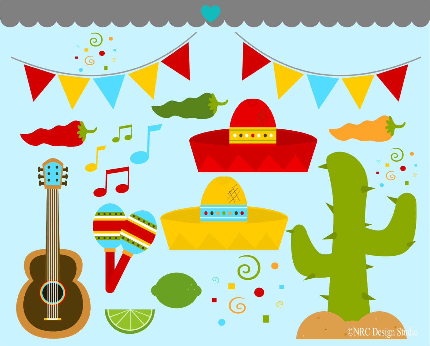 WINTER SALE - Party Clip Art - La Fiesta Clip Art - Digital Fiesta Clipart Il_570xn