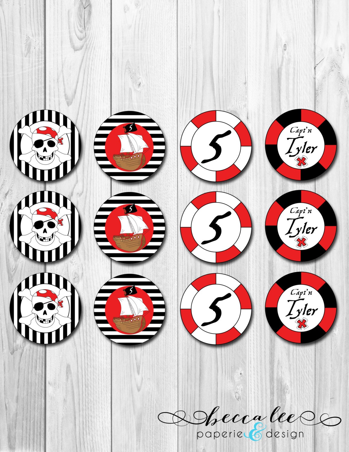 Pirate Theme Cupcake Topper - DIY - Printable Il_570xn