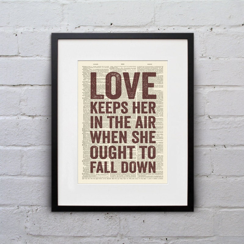 Love Keeps Her In The Air When She Ought To Fall Down  - Quote Firefly Browncoat Serenity Dictionary Page Book Art Print - DPQU120 - WhiskerPrints