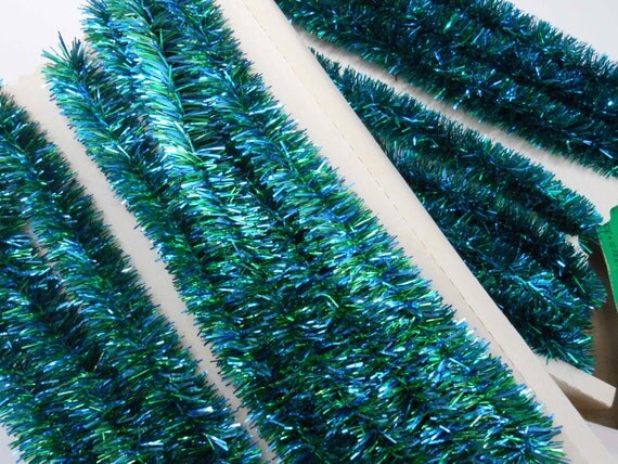 Vintage Christmas Tinsel Garland Blue Green by ToBeJolly on Etsy