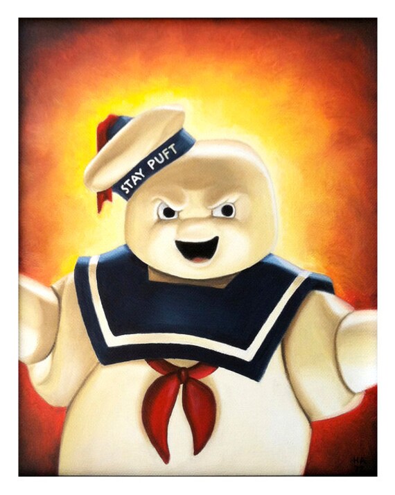 Ghostbusters 8x10 Stay Puft Oil Painting by HeatherAckleyArt