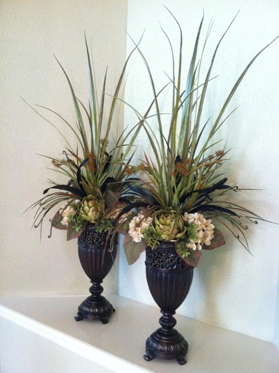 Elegant Tall Faux Floral Arrangement by GreatwoodFlorals on Etsy