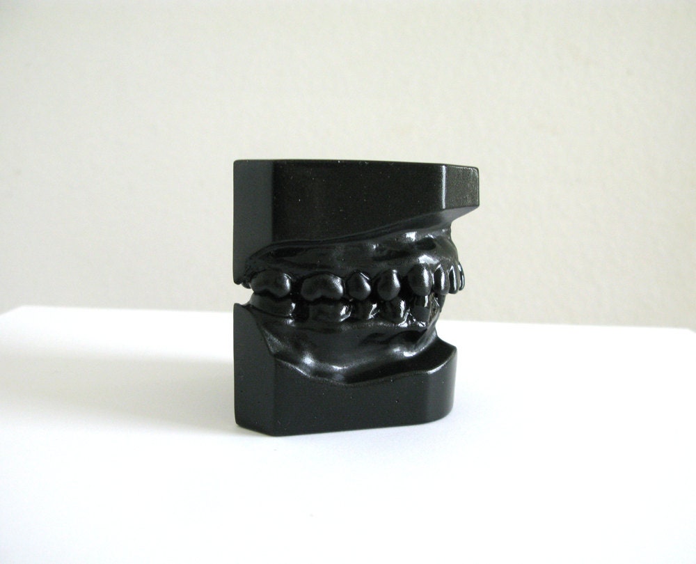 Creepy Black Teeth - plaster dental cast - OldNerd