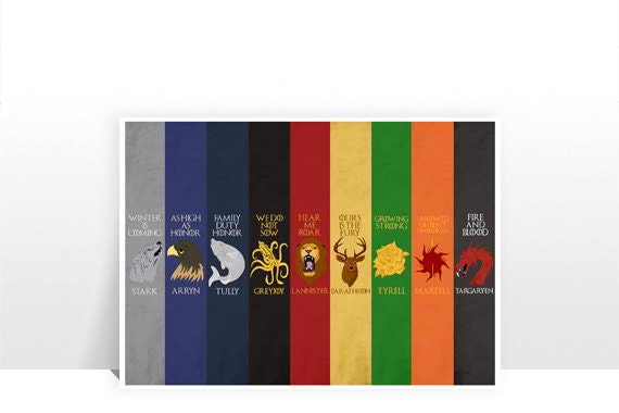 Game of Thrones Main Houses V2 MANY SIZES by TeacupPiranha