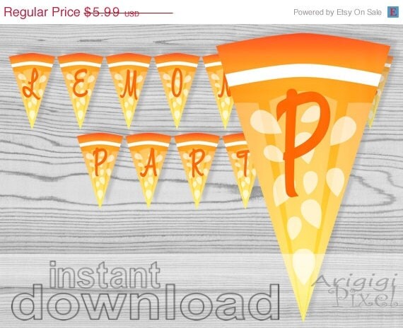 EVERYTHING 70 % OFF printable lemonade party banner, yelow, orange, fruit slices images, printable party sign, instant download Il_570xn