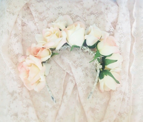 Custom Floral Headband Flower Crown Pastel Mori girl Cult Party Kei