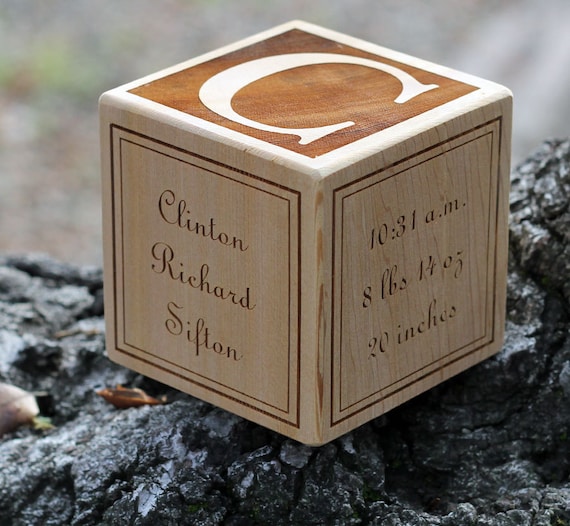 Large Personalized Wood Baby Block by WoodKeeps on Etsy