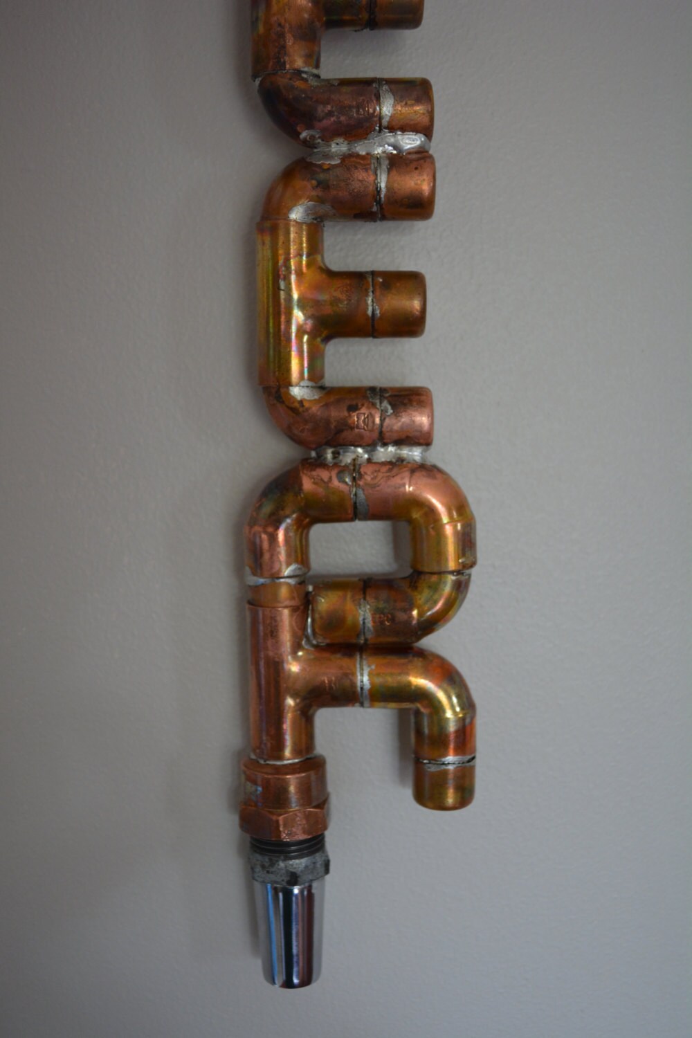 Copper Pipe Tap Handle Two Letters Custom by CabinFeverCraft