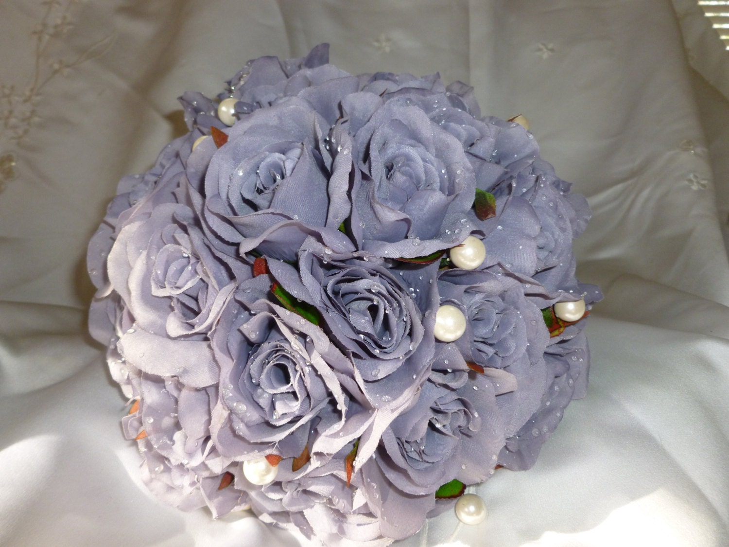 Sterling Rose Bouquet with Ivory Bead Accents by LoveWishesDreams