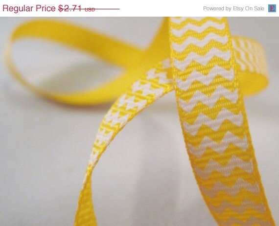 Cyber Week SALE 10% OFF 5 yards of Yellow 3/8" Chevron Grosgrain Ribbon Il_570xn